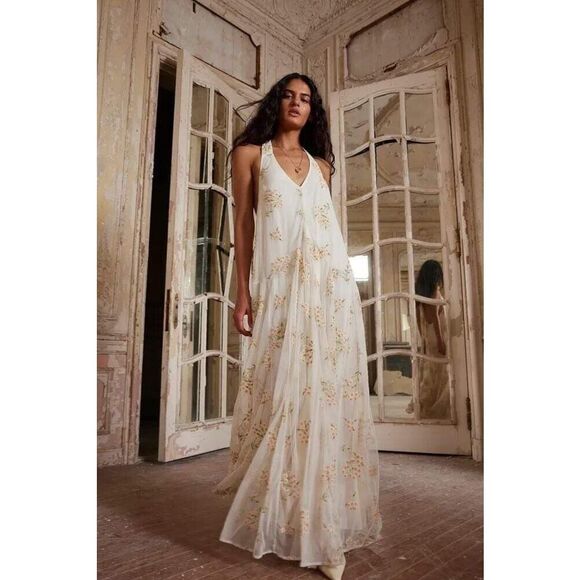 Free People Embroidered Holding On Convertible Maxi Dress - Picture 1 of 9